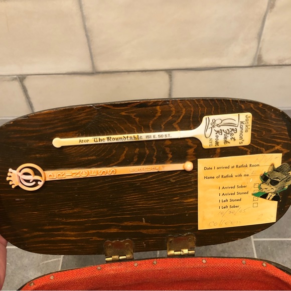 Vintage basket purse 1960s 60s brown travel postcard decoupage logo magazine - Picture 9 of 13